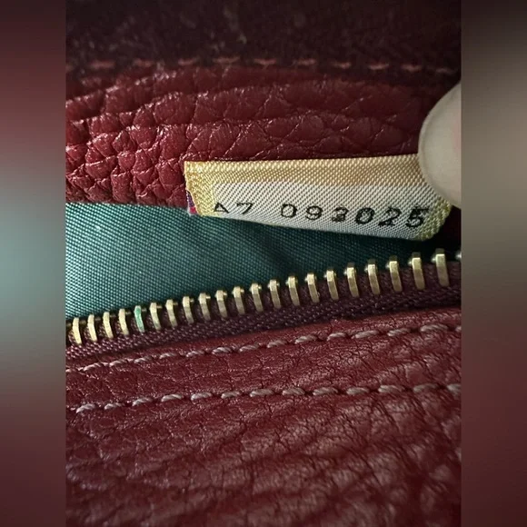 Vintage Dooney and Bourke Pebbled Leather Tote Bag in Deep Burgundy Color - Picture 11 of 12